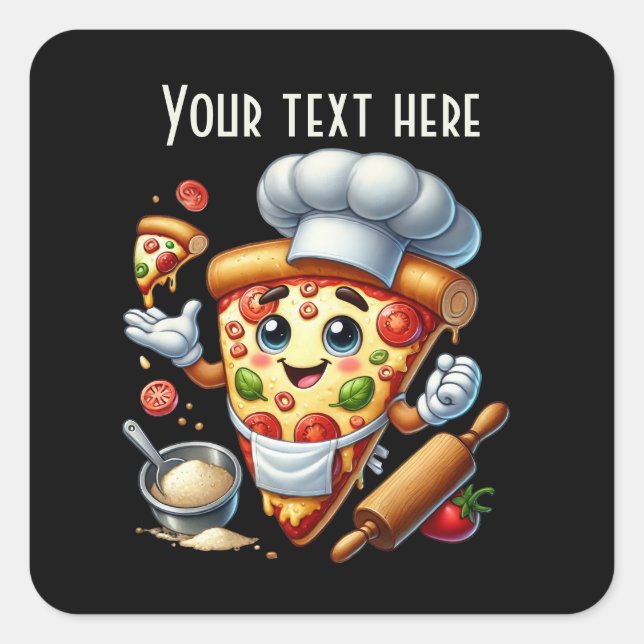 Sticker Carré Pizza cool (Devant)