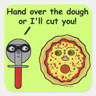 Sticker Carré Pizza Cutter Dough Pun