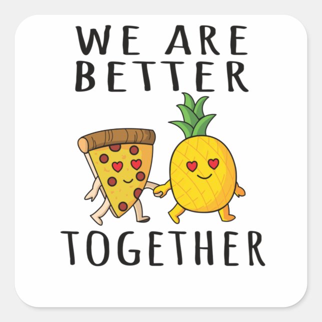Sticker Carré Pizza Hawaii Pineapple Pizza Food (Devant)