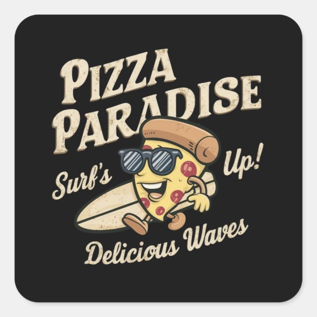 Sticker Carré Pizza Paradise (Devant)