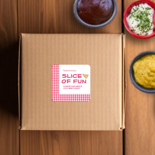 Sticker Carré Pizza Party Kids Birthday (Créateur téléchargé)