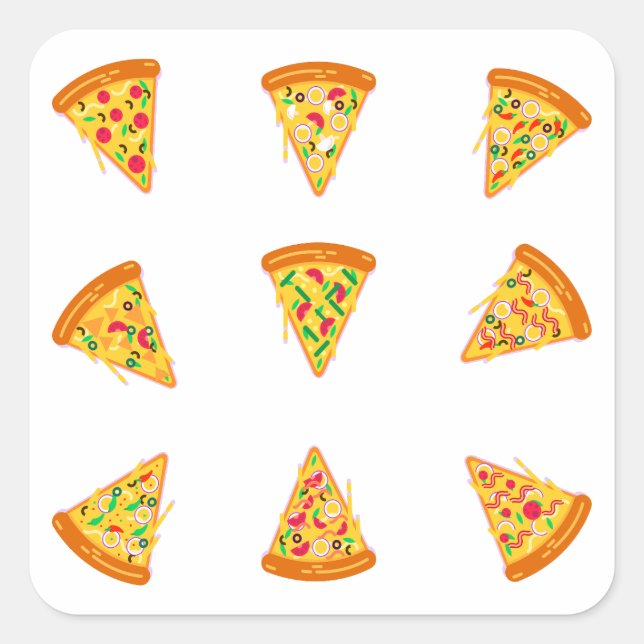 Sticker Carré Pizza Set Pack : Offres et packs délicieux (Devant)