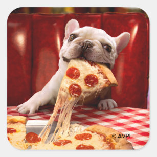 Sticker Carré Pizza Slice mangeur de chien