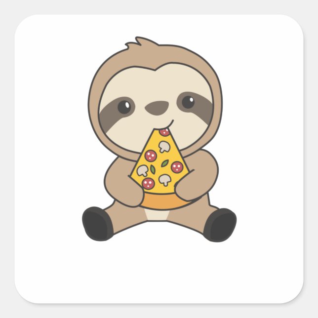 Sticker Carré Pizza Sloth Pizzas Restauration rapide Animaux mig (Devant)