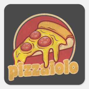 Sticker Carré pizzaiolo cadeau drôle de fabricant de pizza illus