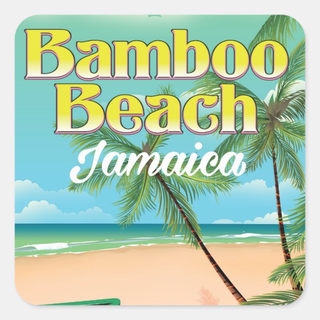 Sticker Carré Plage de Bamboo Jamaïque (Devant)