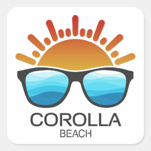 Sticker Carré Plage de Corolla Caroline du Nord Lunettes de sole