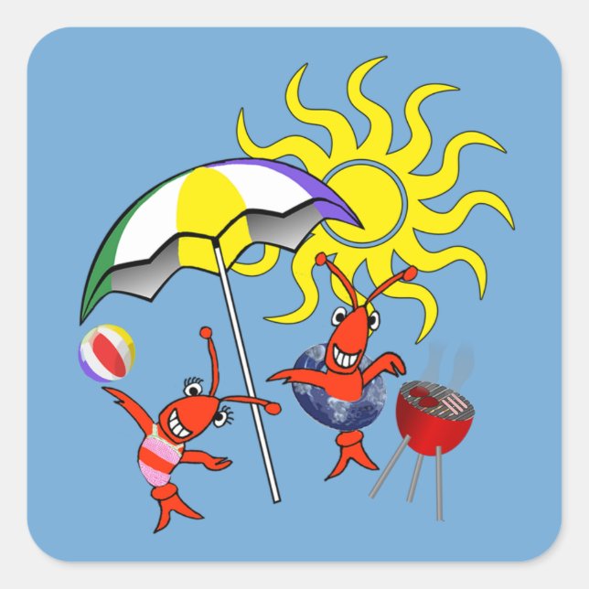 Sticker Carré Plage de homard Crawish (Devant)