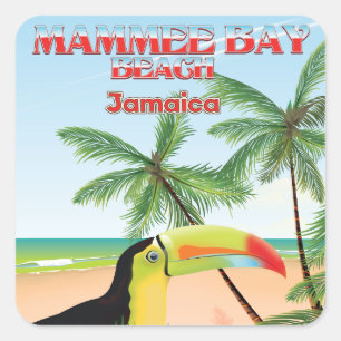 Sticker Carré Plage de Mammee Bay Jamaïque affiche de voyage