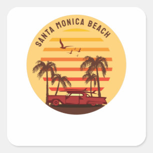 Sticker Carré Plage de père Noël Monica
