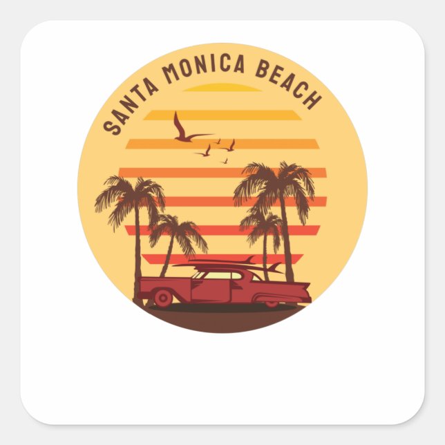 Sticker Carré Plage de père Noël Monica (Devant)