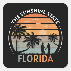 Sticker Carré Plage d'été de Floride coucher de soleil Vintage