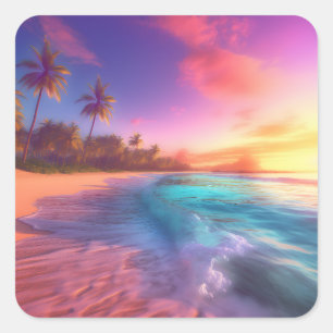 Sticker Carré Plage Dreamy colorée