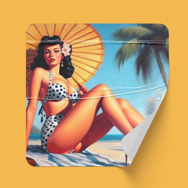 Sticker Carré Plage Été Classique Été Épingle Vers le haut (Créateur téléchargé)
