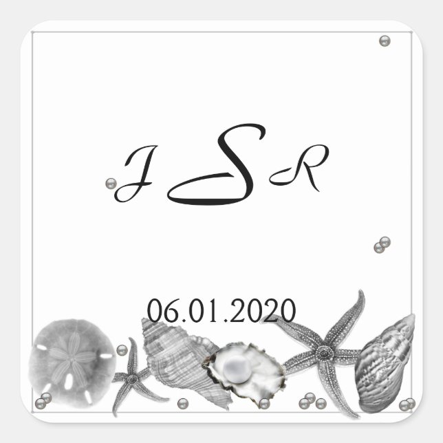 Sticker Carré Plage glamour en Stick Monogram argent (Devant)