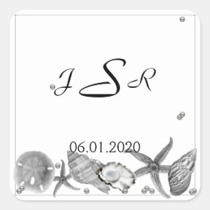 Sticker Carré Plage glamour en Stick Monogram argent