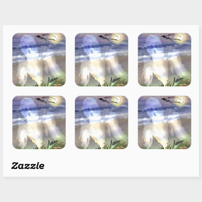 Sticker Carré Plage hantée (Feuille)