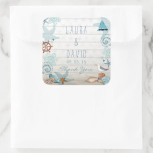 Sticker Carré Plage nautique mer mer mariage