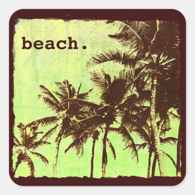 Sticker Carré plage - palmiers tropicaux (Devant)