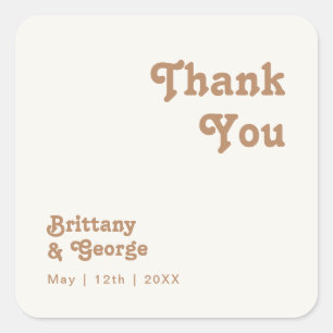 Sticker Carré Plage Retro Ivory Merci Wedding Favor