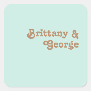 Sticker Carré Plage Retro Phoques d'enveloppes Mariage Aqua