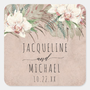 Sticker Carré Plage tropicale Mariage de feuillage