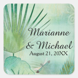 Sticker Carré Plage tropicale moderne Jungle Leaf Foliage Côte