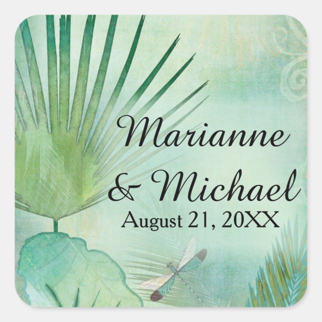 Sticker Carré Plage tropicale moderne Jungle Leaf Foliage Côte (Devant)