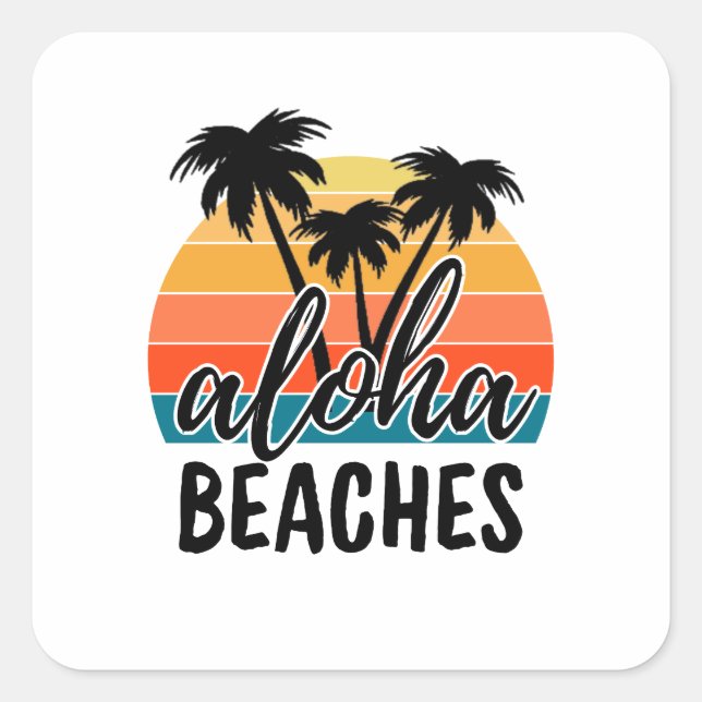 Sticker Carré Plages Aloha (Devant)