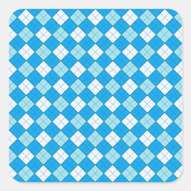 Sticker Carré Plaid bleu (Devant)