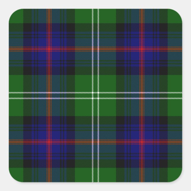 Sticker Carré plaid bleu vert de tartan du sud (Devant)