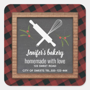Sticker Carré Plaid Chalkboard whisky rouleau boulangerie