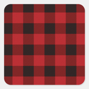 Sticker Carré Plaid classique de buffle noir rouge