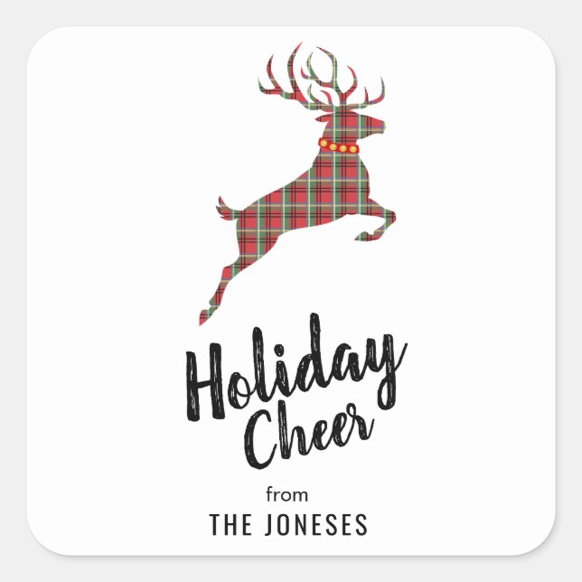 Sticker Carré Plaid Reindeer Holiday Cheval (Devant)
