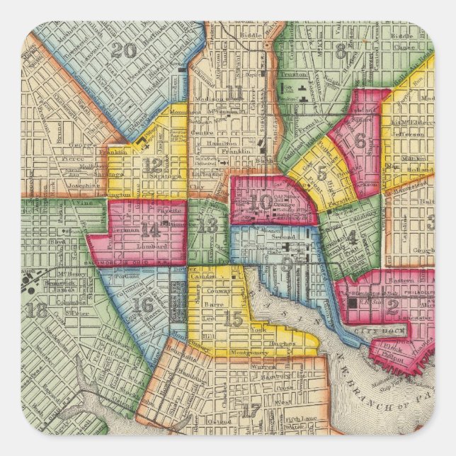 Sticker Carré Plan De Baltimore (Devant)