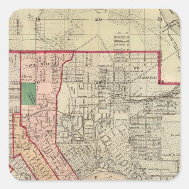 Sticker Carré Plan de la Ville de Saint-Paul et de sa Proximité (Devant)