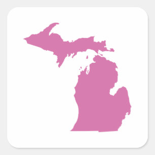 Sticker Carré Plan de l'État du Michigan