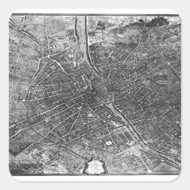 Sticker Carré Plan de Paris, connu sous le nom de Plan de Turgot (Devant)