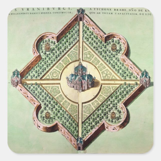 Sticker Carré Plan du Château et de l'Observatoire (Devant)