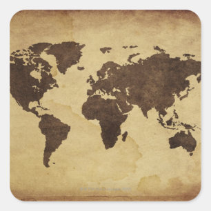 Sticker Carré Plan du monde antique 3