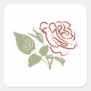 Sticker Carré Plan d'une rose rouge