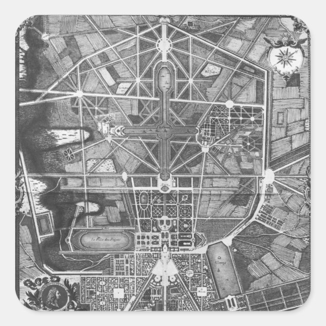 Sticker Carré Plan général de la ville et Château de (Devant)