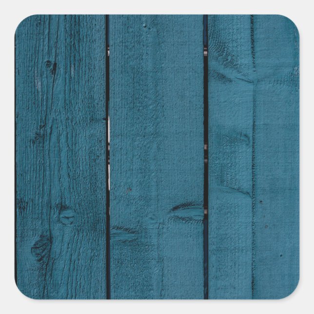 Sticker Carré Planches de bois peint en bleu (Devant)