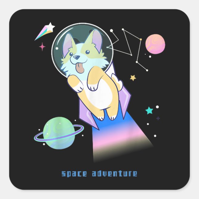 Sticker Carré Planète Star Dog Puppy (Devant)