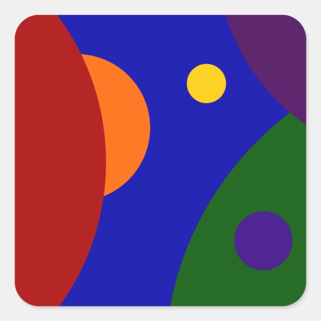 Sticker Carré Planètes arc-en-ciel (Devant)