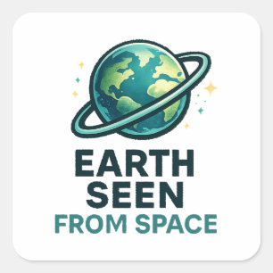Sticker Carré Planètes d'astronaute drôles