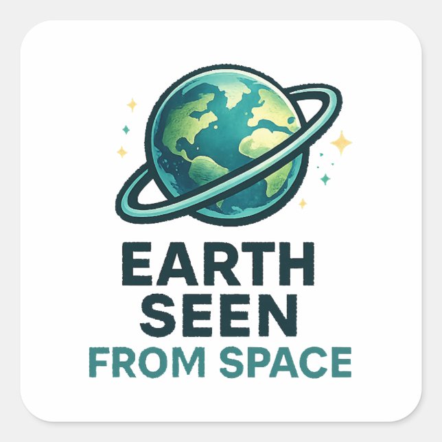 Sticker Carré Planètes d'astronaute drôles (Devant)