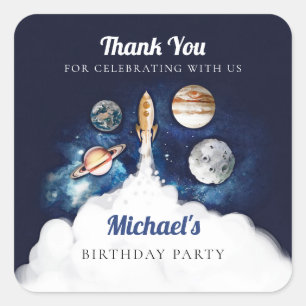 Sticker Carré Planètes Galaxie Fusée Espace Extra-Atmosphérique