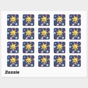 Sticker Carré Planètes Galaxie spatiale