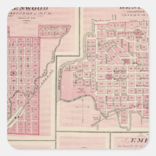 Sticker Carré Plans de Glenwood, Denison, Hastings